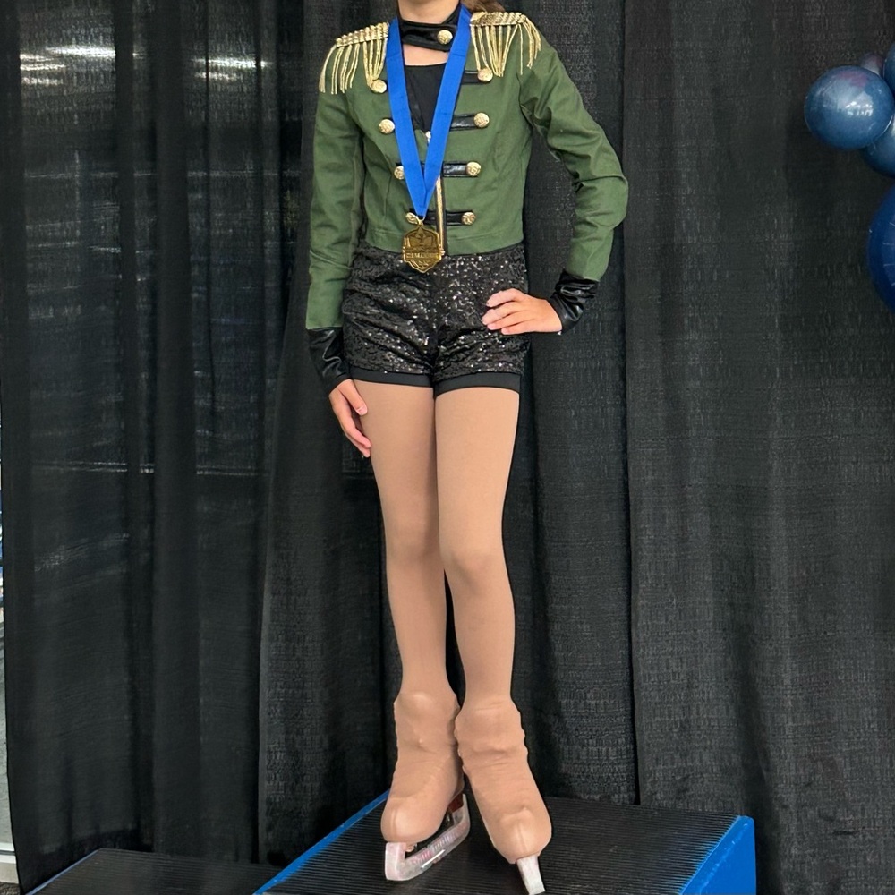 Green Military Style Ice Skating/Dance Costume